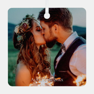 Beliebiges Personalisiertes Datiertes Foto Ornament Aus Metall