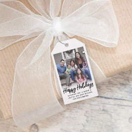 beliebiges Text-Trendy-Script-Foto schwarz und wei Geschenkanhänger