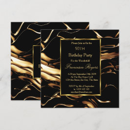 Beliebte 50. Geburtstagsparty Gold Black Einladung