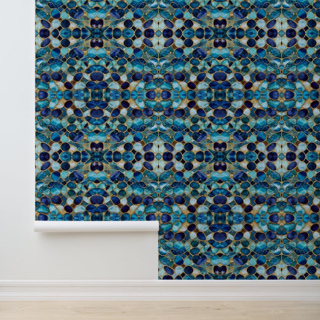 Beliebte Beautiful Ocean Blue Gold Collection Tapete (Anwendung)