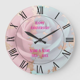 Beliebte Blush Pink Mint Gold Luxus-Kollektion Große Wanduhr