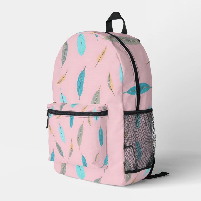 Beliebte Feathers Luxury Boho Collection Bedruckter Rucksack (Rückseitige Ecke Rechts)
