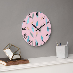 Beliebte Feathers Luxury Boho Collection Große Wanduhr