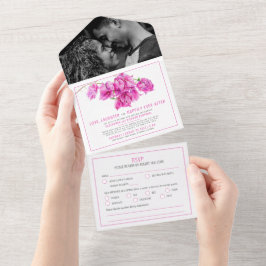 Beliebte Hochzeitsfeier Rosa Bougainvillea All In One Einladung
