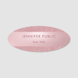Beliebte moderne Rose Gold Glitzer Elegante Klasse Namensschild
