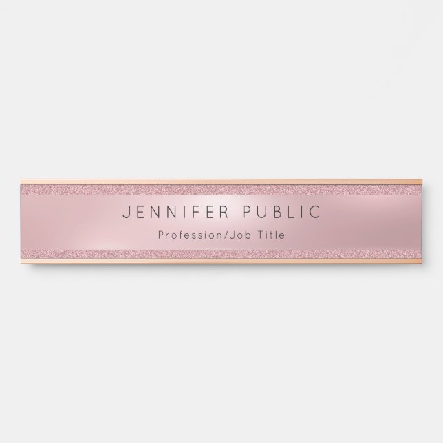 Beliebte Rose Gold Glitzer Beruflich Modernes Glam Türschild (Vorderseite )