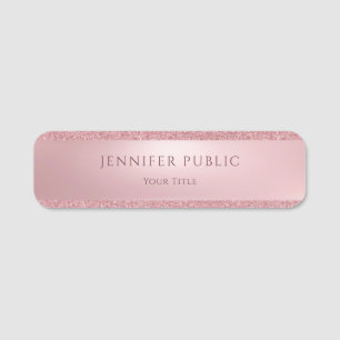Beliebte Rose Gold Glitzer Elegante Moderne Vorlag Namensschild