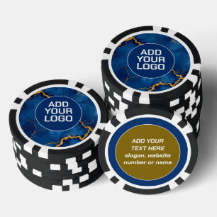 Beliebte Royal Blue Gold Marmor Kollektion Pokerchips
