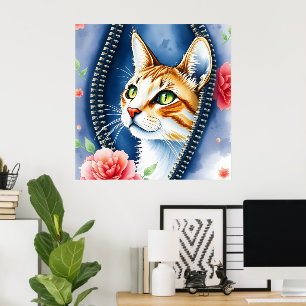 Beliebte schöne Niedliche Wasserfarben Katze Samml Poster