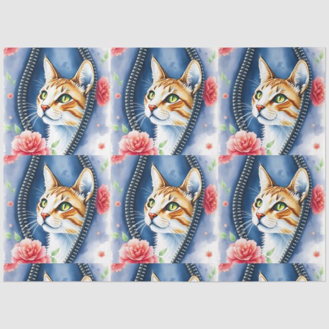 Beliebte schöne Niedliche Wasserfarben Katze Samml Seidenpapier (Vorderseite)