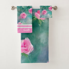 Beliebte schöne Wasserfarben Rosengarten Sammlung Badhandtuch Set