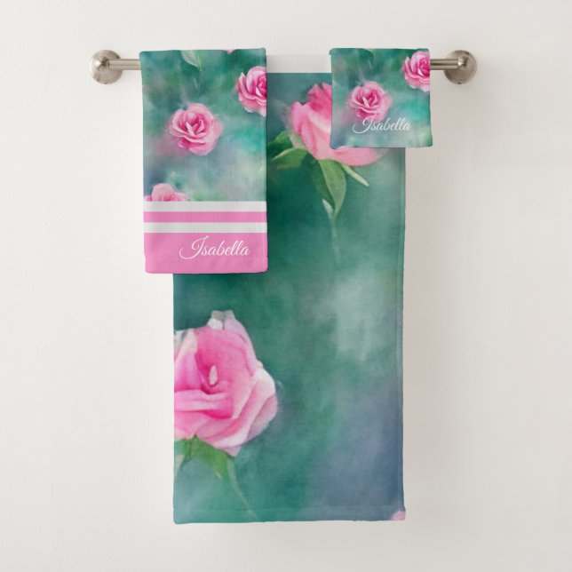 Beliebte schöne Wasserfarben Rosengarten Sammlung Badhandtuch Set (Insitu)