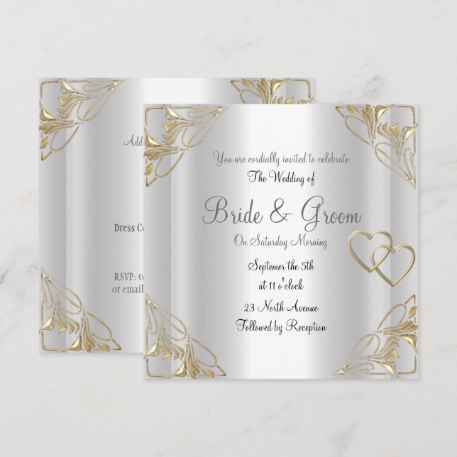 Beliebte und elegante Silver Wedding Einladung (Vorne/Hinten)