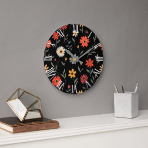 Beliebte Vintag schöne Sammlung von Blumen Große Wanduhr