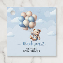 Beliebter Bär mit Ballons blauer Elfenbeindusche Geschenkanhänger