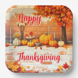 Beliebtes Glück Thanksgiving Schöner Fall Pappteller