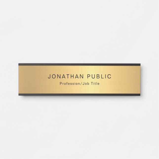 Beliebtes Gold Look Modernes Template Beruflich Türschild (Vorderseite )