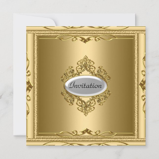 Beliebtes Gold Stilvolle Party Einladung (Vorderseite)