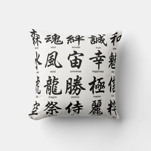 Beliebtes japanisches Kanji Kissen (Vorderseite)