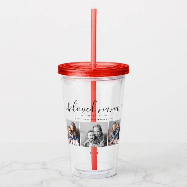 Beliebtes Nana Oma Custom Family Foto Keepake Acryltrinkbecher (Vorderseite)