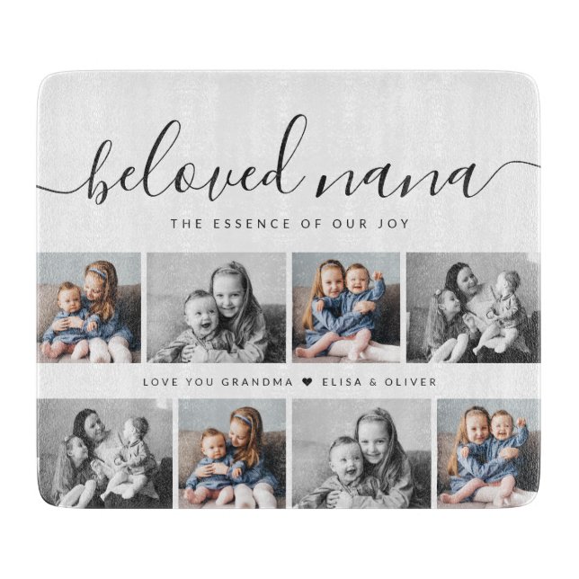 Beliebtes Nana Oma Custom Family Foto Keepake Schneidebrett (Vorderseite)