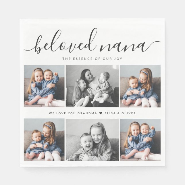 Beliebtes Nana Oma Custom Family Foto Keepake Serviette (Vorderseite)