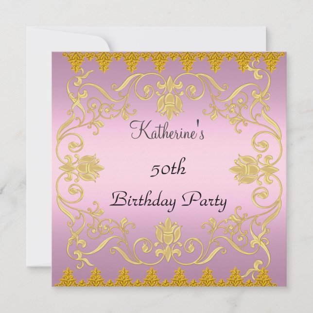 Beliebteste elegante Rosa Gold Einladung (Vorderseite)