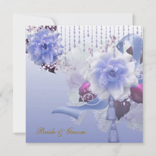 Beliebteste und elegante blaue Hochzeitseinladung Einladung