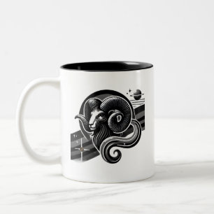 Bélier noir et blanc Zodiac Mug