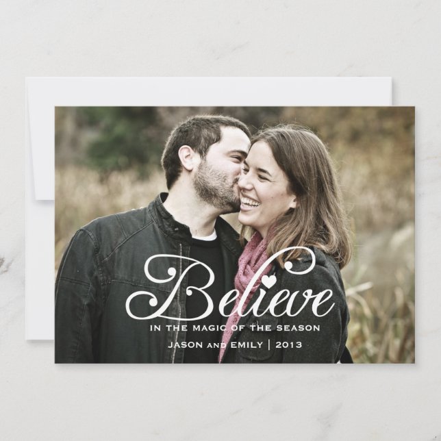 BELIEVE | Carte photo de Noël magique (Devant)