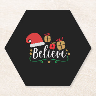 Believe - Christmas Believe, Santa Hat, Santa Untersetzer