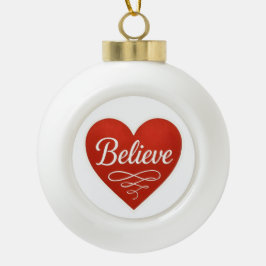 Believe Heart Keramik Kugel-Ornament