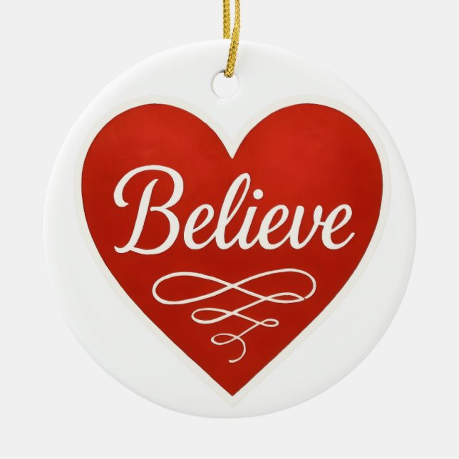Believe Heart Keramik Ornament (Vorne)