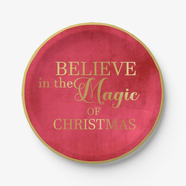 BELIEVE im Zauber des Weihnachtsgolden Pappteller (Vorderseite)