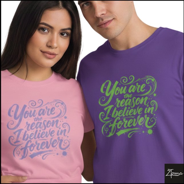 Believe In Forever Brush Script Grunge T-Shirt (Sample design. Several style are available to choose from, with the option to add a name & color.
)