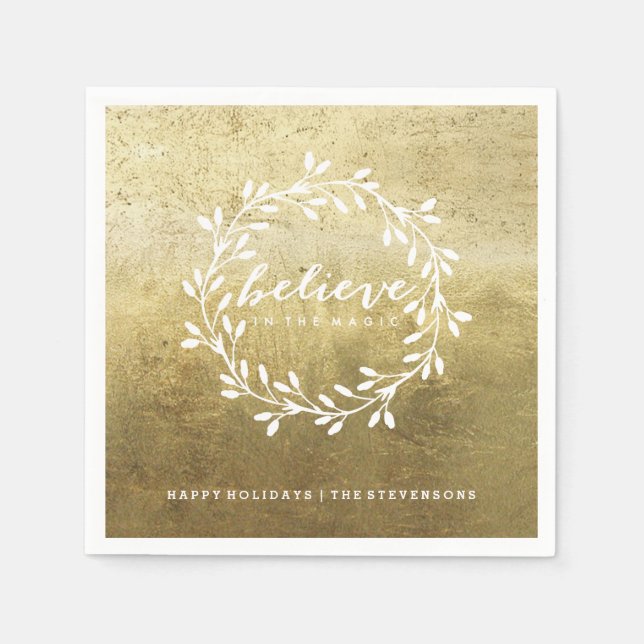 Believe in the Magic | Gold Shimmer Napkins Serviette (Vorderseite)