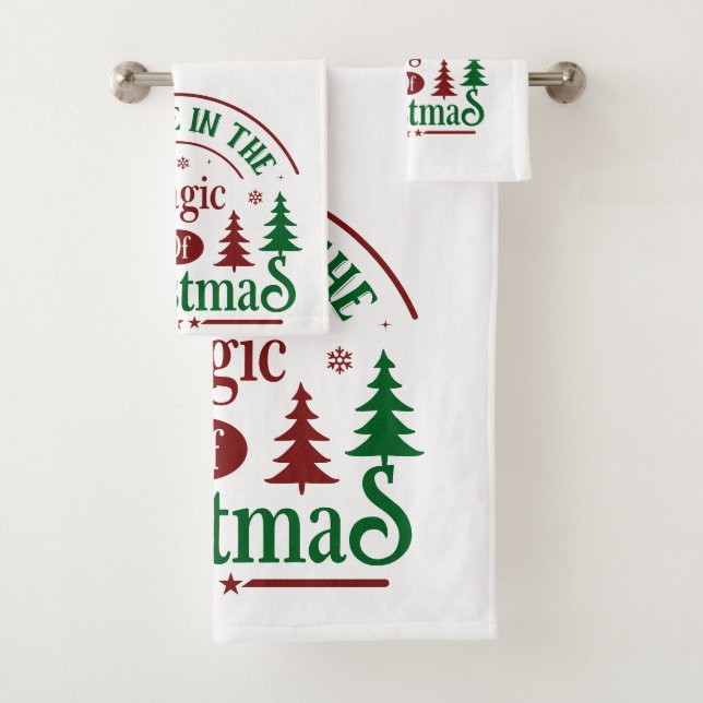Believe In the Magic of Christmas White Badhandtuch Set (Insitu)
