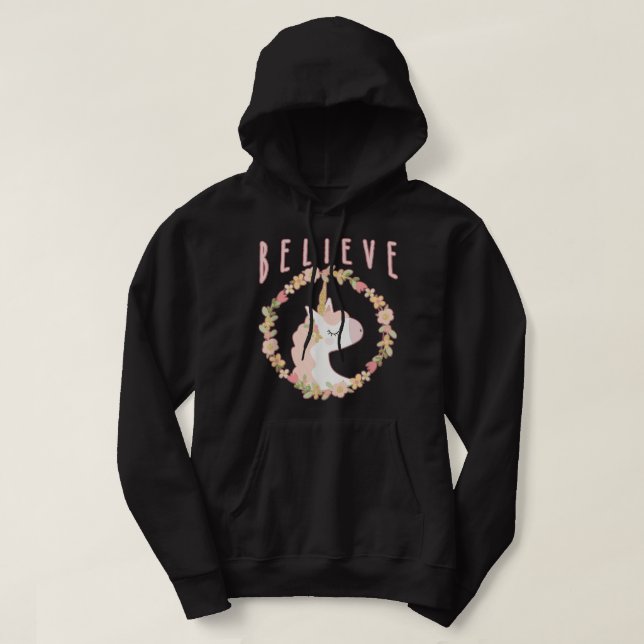 BELIEVE in Unicorns Niedlich Einhorn 2062 Hoodie (Design vorne)