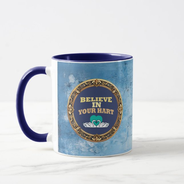 Believe in Your Hurt – Dark Blue Affirmation Mug Tasse (Links)
