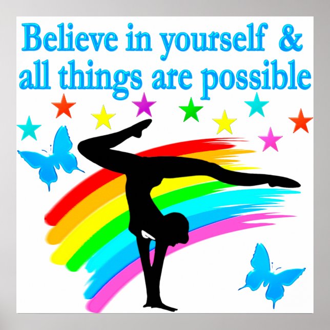 BELIEVE IN YOURSELF GYMNASTICS QUOTE POSTER (Vorne)