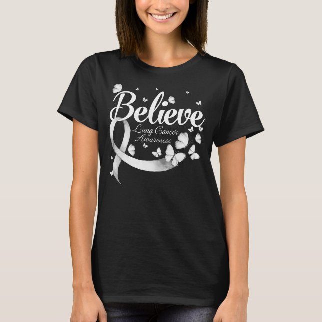 Believe LUNG CANCER Butterfly T-Shirt (Vorderseite)