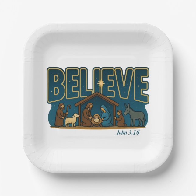 Believe Nativity Pappteller (Vorderseite)