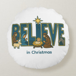 Believe nativity  rundes kissen