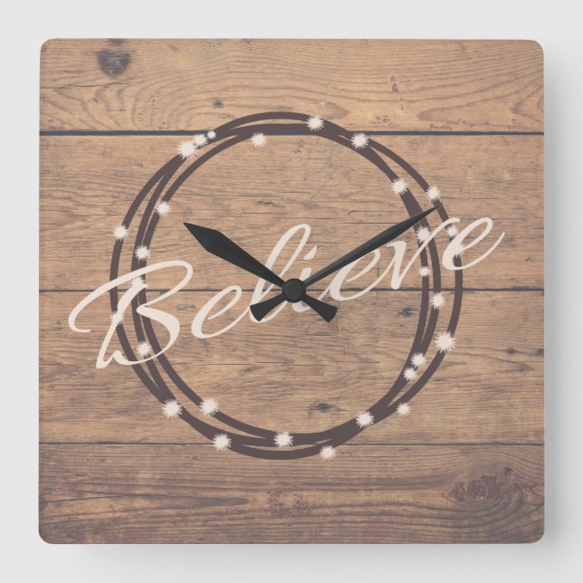 Believe Quadratische Wanduhr (Vorderseite)
