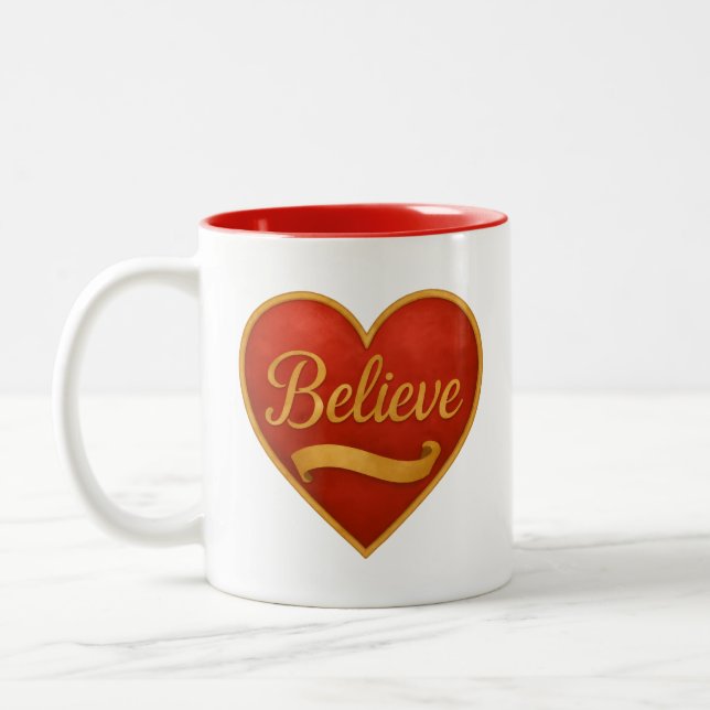 Believe Red Heart Zweifarbige Tasse (Links)