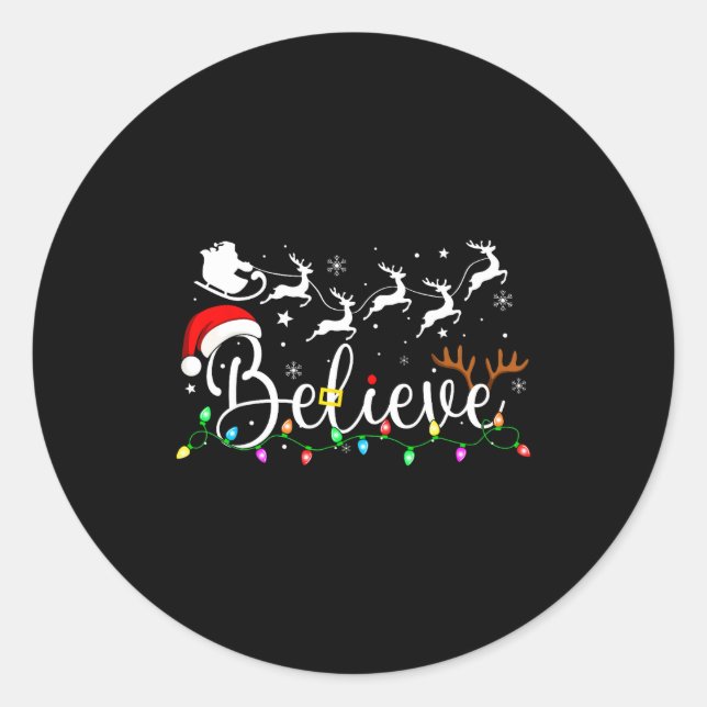 Believe Santa Claus Believe Christmas Matching Paj Runder Aufkleber (Vorderseite)