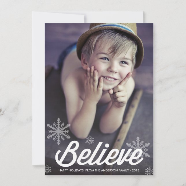 BELIEVE SNOWFLAKES | FERIENFOTOKARTE FEIERTAGSKARTE (Vorderseite)