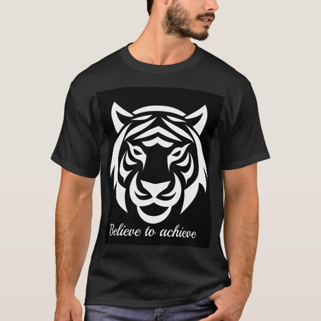 Believe to Achieve Motivational Black T-Shirt (Vorderseite)