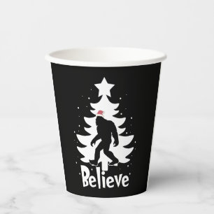 Believe Yeti Bigfoot Sasquatch Christmas Santa Pappbecher