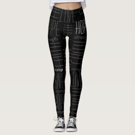 BelieveBig Mut-Stärken-Grau auf Schwarzem Leggings